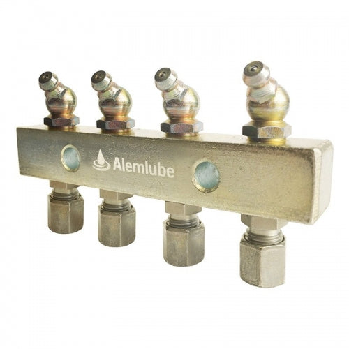 Alemlube 6134 Three Point Header Block [but a four point header block 6135 as above but a five point header block 6136 as above but a six point header block]