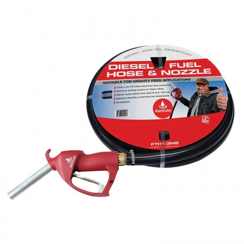 Alemlube FTH1-3M2 Diesel Farm Tank Hose & Nozzle